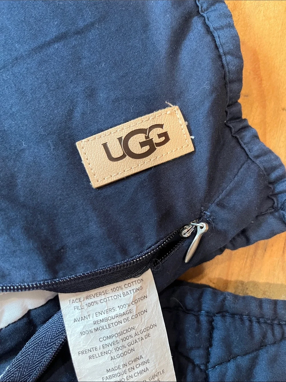 Set/2 UGG *Standard Sham* Navy Blue Quilted Pillow Cover Zipper Closure